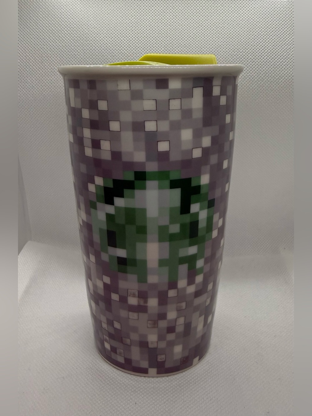 Starbucks Rodarte Ceramic Pixel Minecraft Travel Mug Lid 12 oz Cup 2012 Limited
